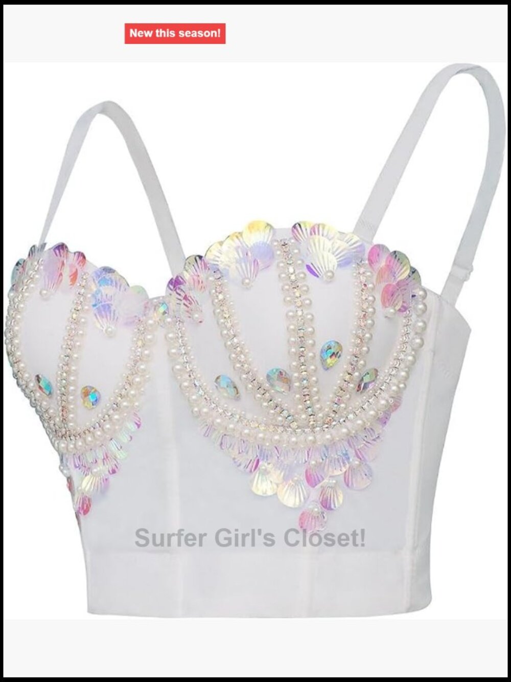 Sequin Bustier Crop Top Push Up Bra Party Clubwear White